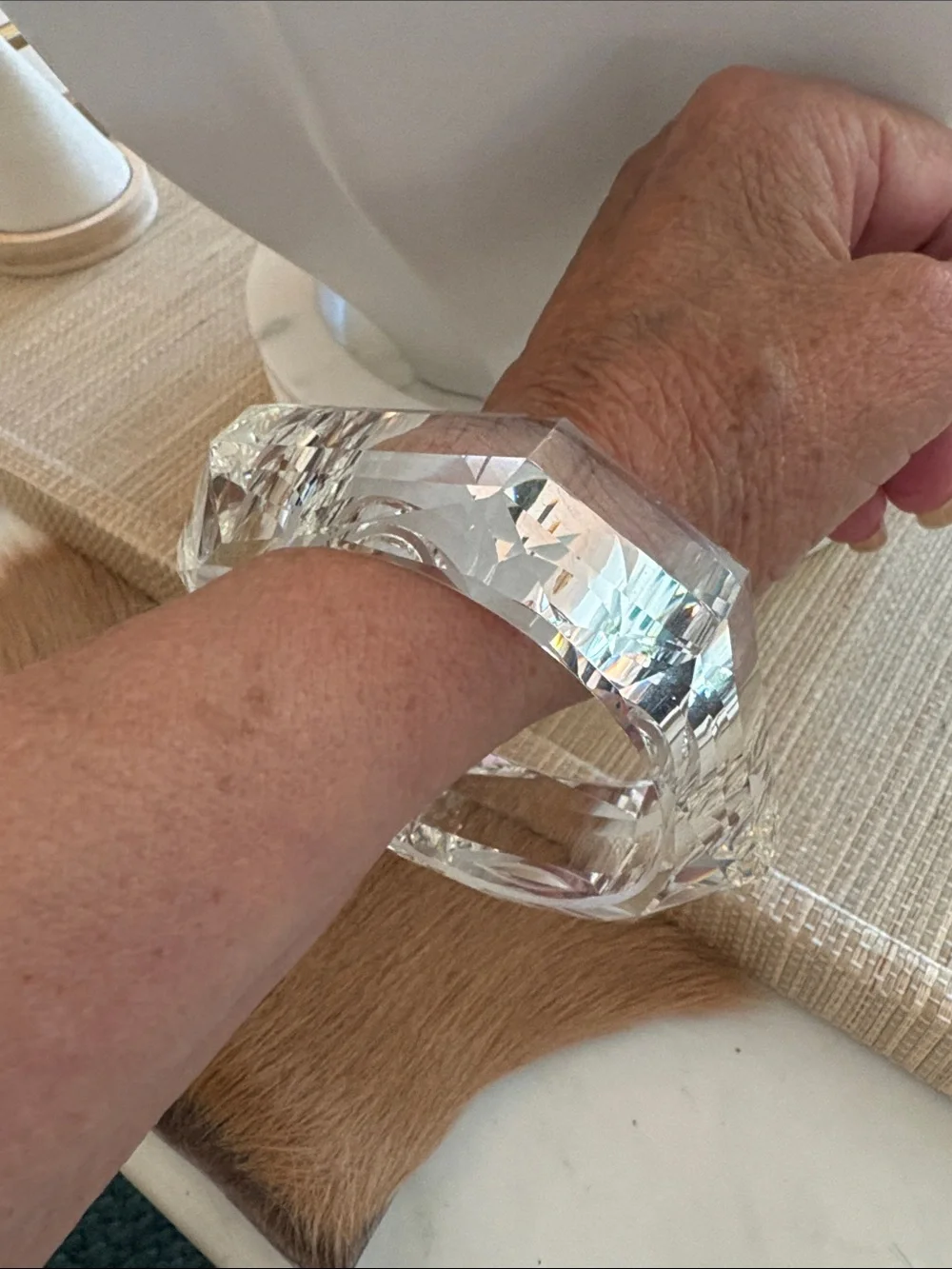 Faceted Clear Crystal Bangle Bracelet NWOT